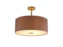 DK0185  Baymont 50cm Semi Flush 1 Light Antique Brass; Taupe/Halo Gold; Frosted Diffuser
